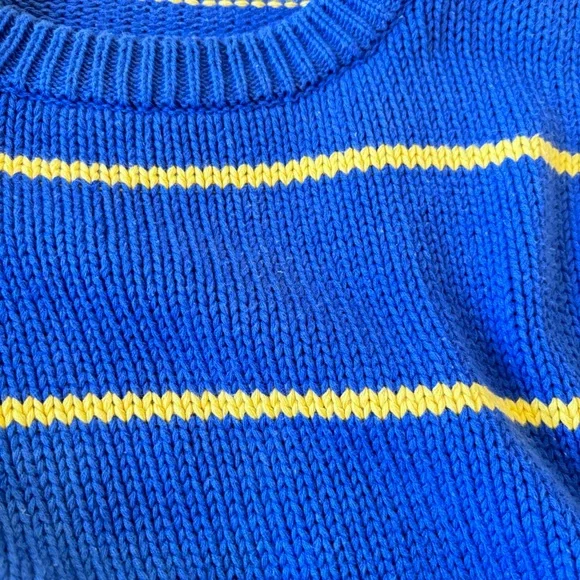 Eddie Bauer Vintage 
Cotton Crew Neck Sweater for Spring
Blue yellow stripes!
L - Picture 10 of 14